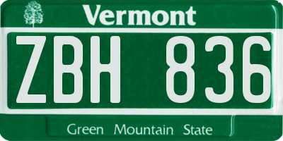 VT license plate ZBH836