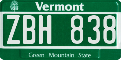 VT license plate ZBH838