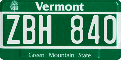 VT license plate ZBH840