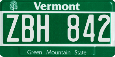 VT license plate ZBH842