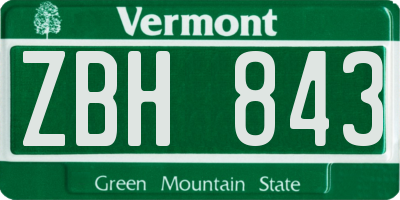 VT license plate ZBH843