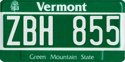VT license plate ZBH855
