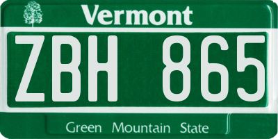 VT license plate ZBH865