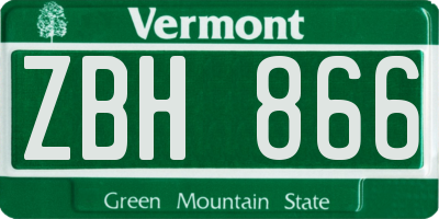 VT license plate ZBH866