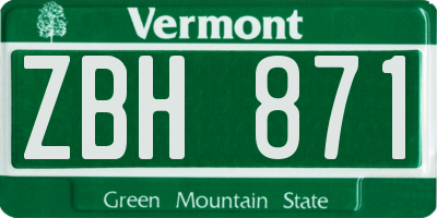 VT license plate ZBH871
