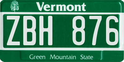 VT license plate ZBH876