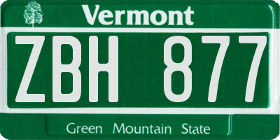 VT license plate ZBH877