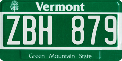 VT license plate ZBH879