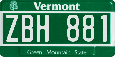 VT license plate ZBH881