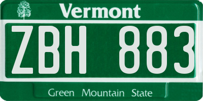 VT license plate ZBH883