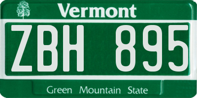 VT license plate ZBH895