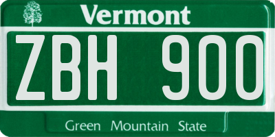 VT license plate ZBH900