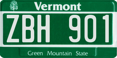 VT license plate ZBH901