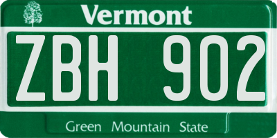 VT license plate ZBH902