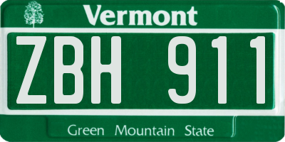 VT license plate ZBH911
