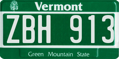 VT license plate ZBH913