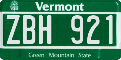 VT license plate ZBH921