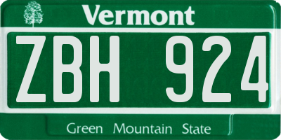 VT license plate ZBH924