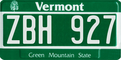 VT license plate ZBH927