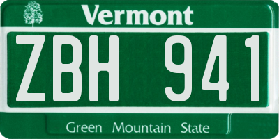 VT license plate ZBH941