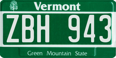 VT license plate ZBH943