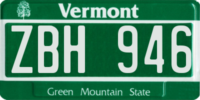 VT license plate ZBH946