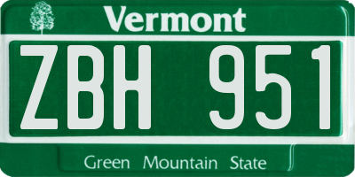 VT license plate ZBH951