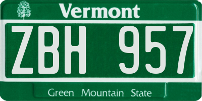 VT license plate ZBH957