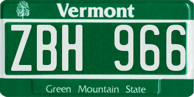 VT license plate ZBH966