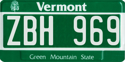 VT license plate ZBH969
