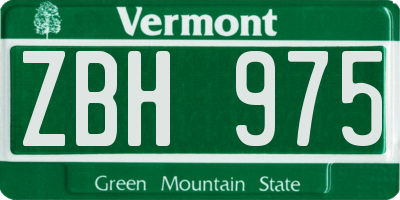 VT license plate ZBH975