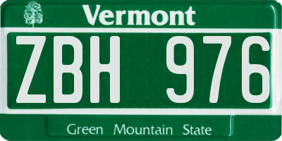 VT license plate ZBH976