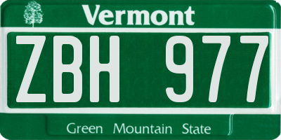 VT license plate ZBH977
