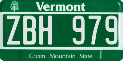 VT license plate ZBH979