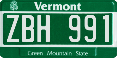 VT license plate ZBH991