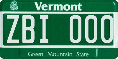 VT license plate ZBI000