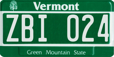 VT license plate ZBI024