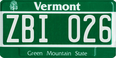 VT license plate ZBI026