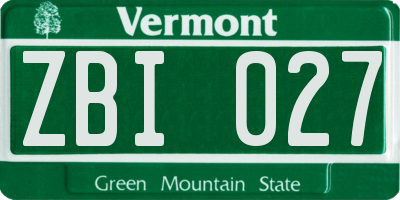 VT license plate ZBI027