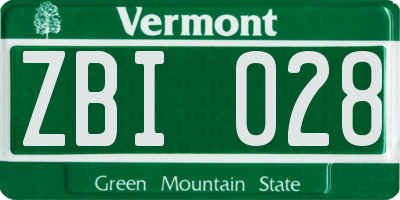 VT license plate ZBI028
