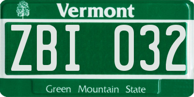VT license plate ZBI032