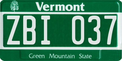 VT license plate ZBI037