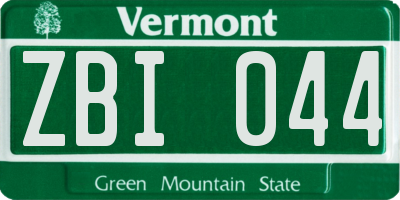VT license plate ZBI044