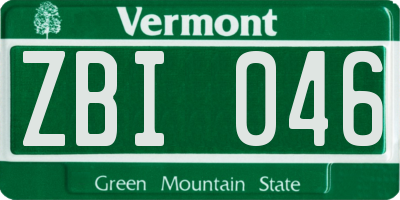 VT license plate ZBI046