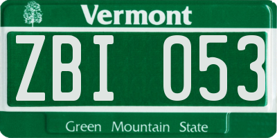 VT license plate ZBI053