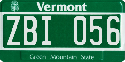 VT license plate ZBI056
