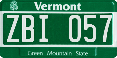 VT license plate ZBI057