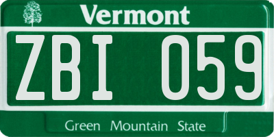 VT license plate ZBI059