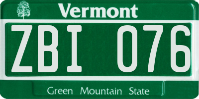 VT license plate ZBI076