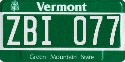 VT license plate ZBI077